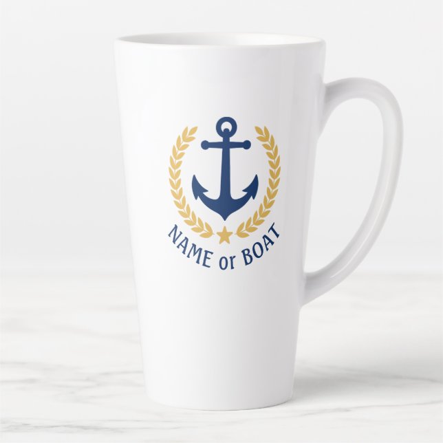 Taza De Café Latte Nombre del barco Anchor Náutico Estrella del Laure (Derecha)