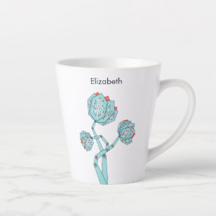 Taza De Café Latte Nombre del Chica geek de las flores mecánicas de l