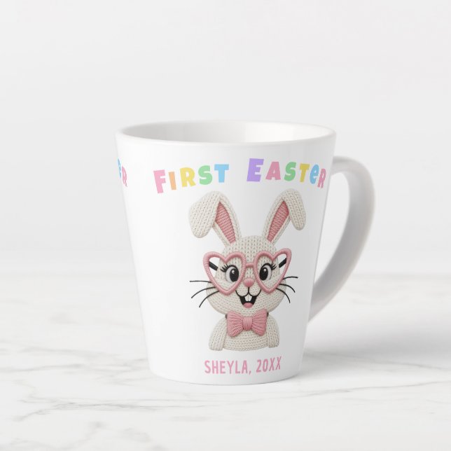 Taza De Café Latte Nombre del conejito de Pascua de bebé adorable niñ (Ángulo derecho)