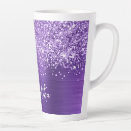 Taza De Café Latte Nombre del Glam Púrpura Ametista Purpurinoso