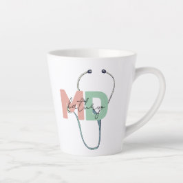 Taza De Café Latte Nombre del Médica médico retro personalizado MD