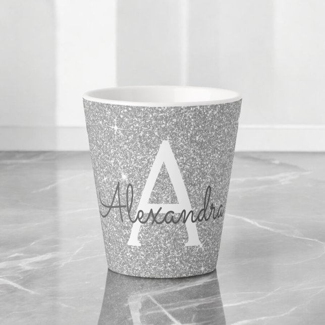 Taza De Café Latte Nombre del monograma del Purpurina de espuma plate (Subido por el creador)