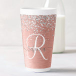 Taza De Café Latte Nombre del monograma del Purpurina Metalizado cepi<br><div class="desc">Personaliza fácilmente este diseño de pulsera de moda de moda,  con un purpurina brillante de bonito plateado sobre un fondo metálico subió en oro.</div>