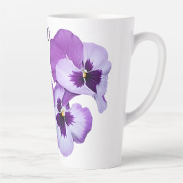 Taza De Café Latte Nombre del personalizable Flores de panadería púrp