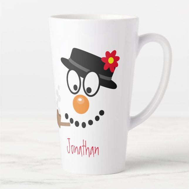 Taza De Café Latte Nombre del Personalizado de Navidades de Snowman (Derecha)