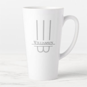 Taza De Café Latte Nombre Gray Monograma Latte Mug
