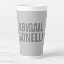 Taza De Café Latte Nombre minimalista negrita y gris moderno