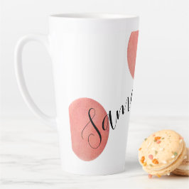 Taza De Café Latte Nombre moderno gran Rosa oro acuarela puntos de po