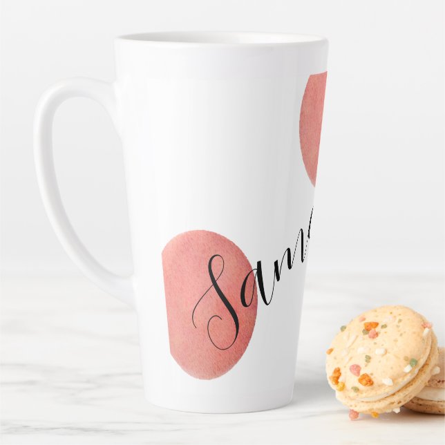 Taza De Café Latte Nombre moderno gran Rosa oro acuarela puntos de po (In situ)
