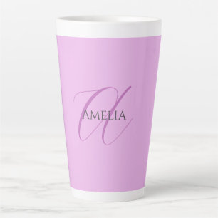 Taza De Café Latte Nombre Monograma Letra inicial Orquídea & Lilac