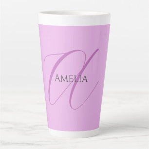 Taza De Café Latte Nombre Monograma Letra inicial Orquídea & Lilac