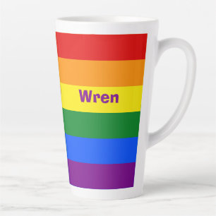 Taza De Café Latte Nombre o monograma de la bandera del orgullo del a