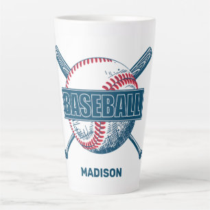 Taza De Café Latte Nombre personalizado Béisbol