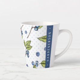 Taza De Café Latte Nombre personalizado Blueberries Latte Mug