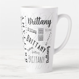 Taza De Café Latte Nombre personalizado Brittany Blanco Negro