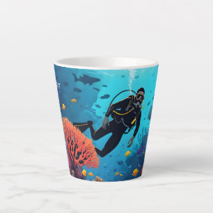 Taza De Café Latte Nombre personalizado Buceador Scuba
