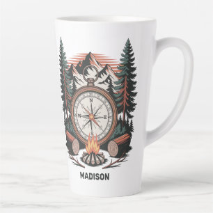 Taza De Café Latte Nombre Personalizado Camping