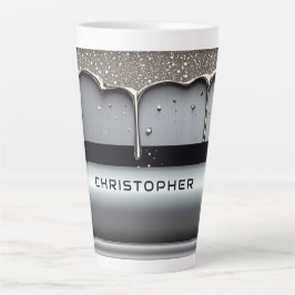 Taza De Café Latte Nombre personalizado con metal líquido que gotea