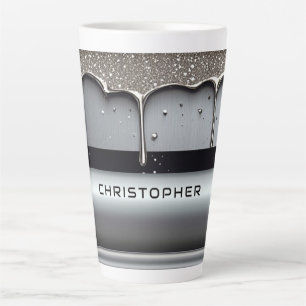 Taza De Café Latte Nombre personalizado con metal líquido que gotea