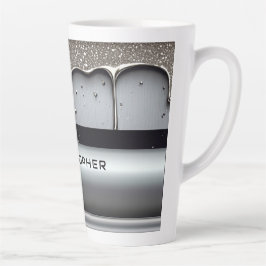 Taza De Café Latte Nombre personalizado con metal líquido que gotea