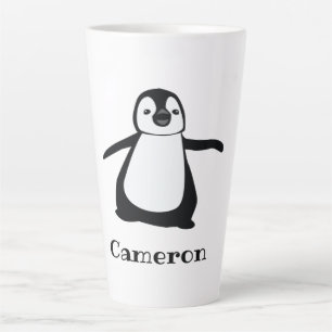 Taza De Café Latte Nombre personalizado Cute Peeking Penguin