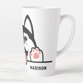 Taza De Café Latte Nombre personalizado Cute Siberian Husky