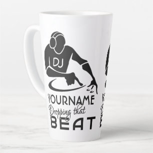 Taza De Café Latte nombre personalizado de DJ