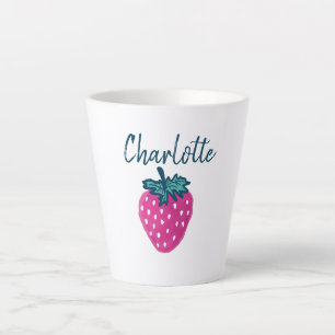 Taza De Café Latte Nombre personalizado de fruta de fresa de corte