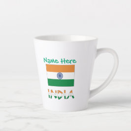 Taza De Café Latte Nombre personalizado de la bandera de la India