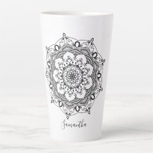 Taza De Café Latte Nombre personalizado de Mandala