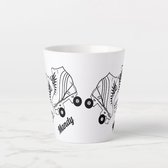 Taza De Café Latte Nombre personalizado del plano de patinaje sobre r (Anverso)