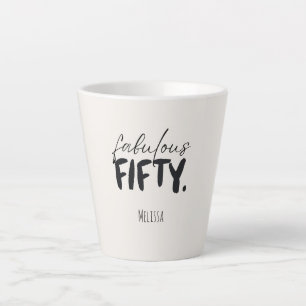 Taza De Café Latte Nombre personalizado Fabuloso Cincuenta Tipografía
