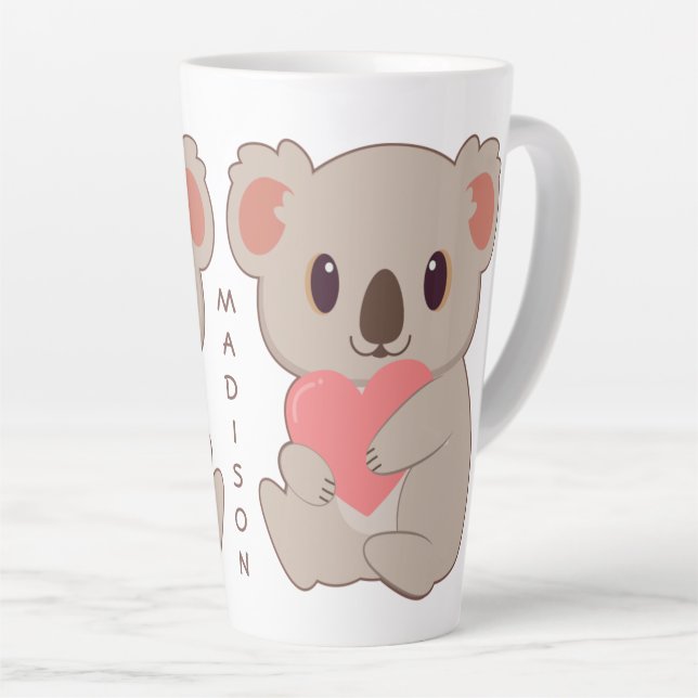 Taza De Café Latte Nombre personalizado Love Koala (Ángulo derecho)