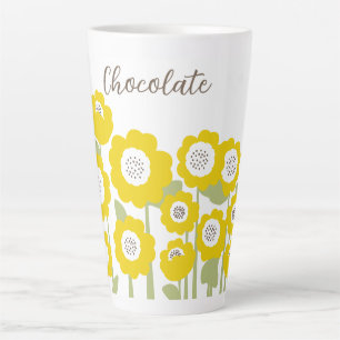Taza De Café Latte Nombre personalizado mínimo de girasol moderno min