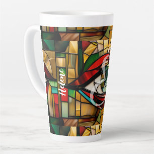 Taza De Café Latte Nombre personalizado Moderno Abstract Stain Glass
