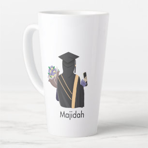 Taza De Café Latte Nombre personalizado Mug de graduación hijabi