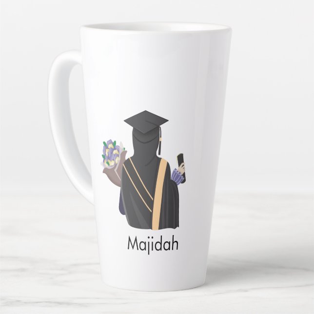 Taza De Café Latte Nombre personalizado Mug de graduación hijabi (Ángulo izquierdo)