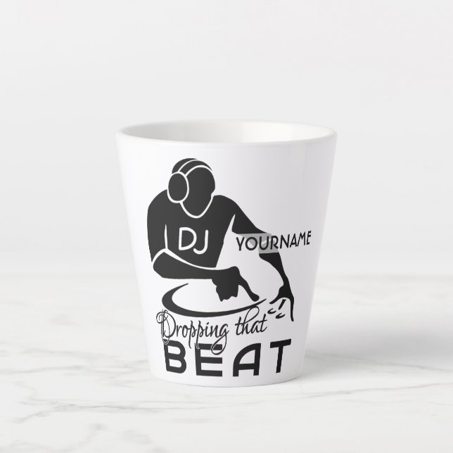 Taza De Café Latte Nombre personalizado Music DJ (Anverso)
