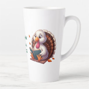 Taza De Café Latte Nombre personalizado, pavo leyendo un libro
