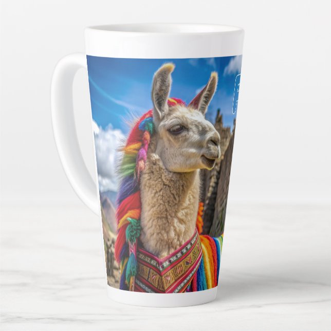 Taza De Café Latte Nombre personalizado Perú Llama (Ángulo izquierdo)