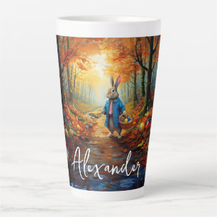 Taza De Café Latte Nombre personalizado Peter Easter Bunny con Huevos