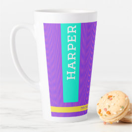 Taza De Café Latte Nombre personalizado púrpura de moda