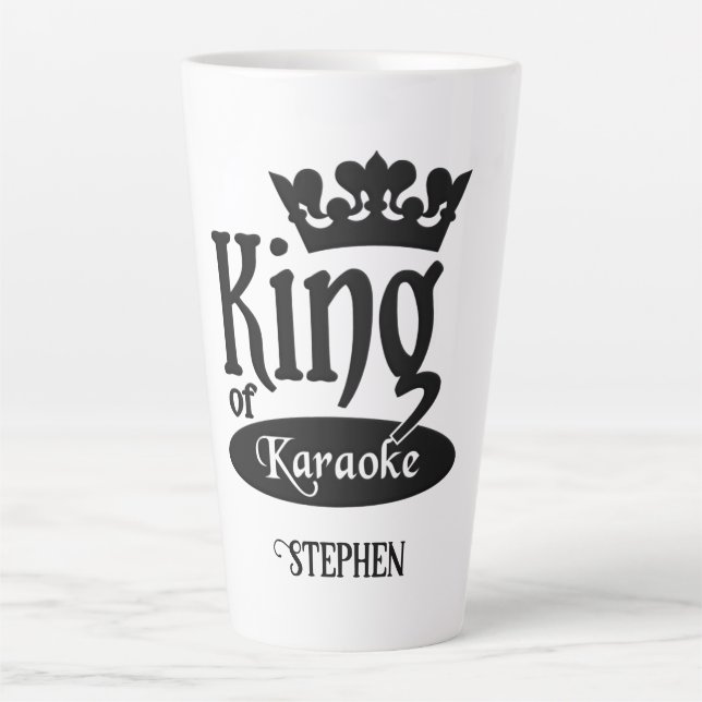 Taza De Café Latte Nombre personalizado Rey de Karaoke (Anverso)