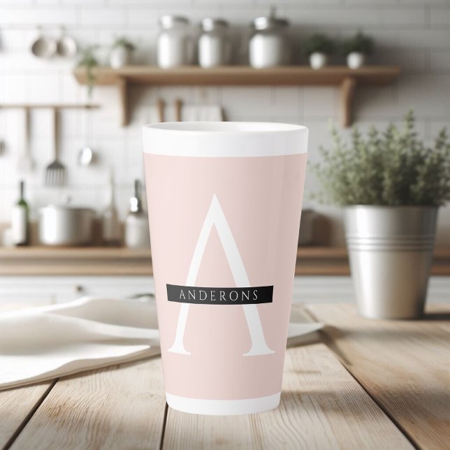 Taza De Café Latte Nombre personalizado rosa pastel minimalista (Subido por el creador)