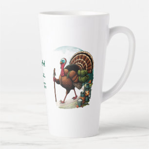 Taza De Café Latte Nombre personalizado, senderismo de pavos