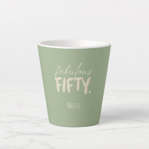 Taza De Café Latte Nombre personalizado - Taza Latte Cincuenta Beige 
