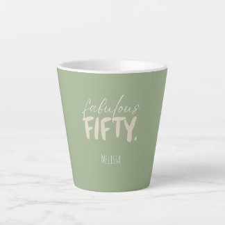 Taza De Café Latte Nombre personalizado - Taza Latte Cincuenta Beige 