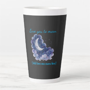 Taza De Café Latte Nombre personalizado Te amo hasta la luna Acuarela
