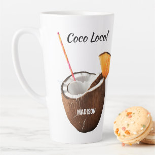 Taza De Café Latte Nombre personalizado & Ubicación Coco Loco