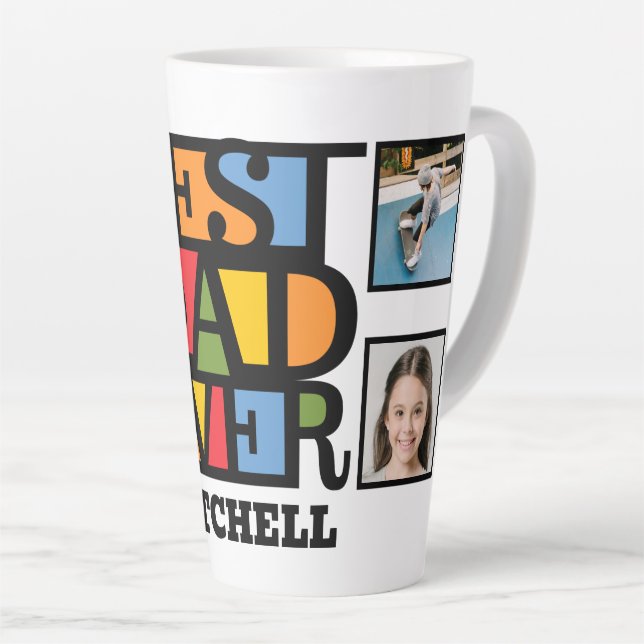 Taza De Café Latte Nombre personalizado y 4 fotos mejor que nunca (Ángulo derecho)